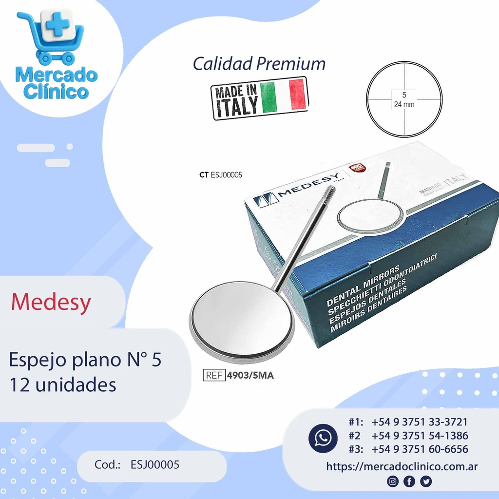 Espejo plano N° 5 - 12 unidades - Medesy 