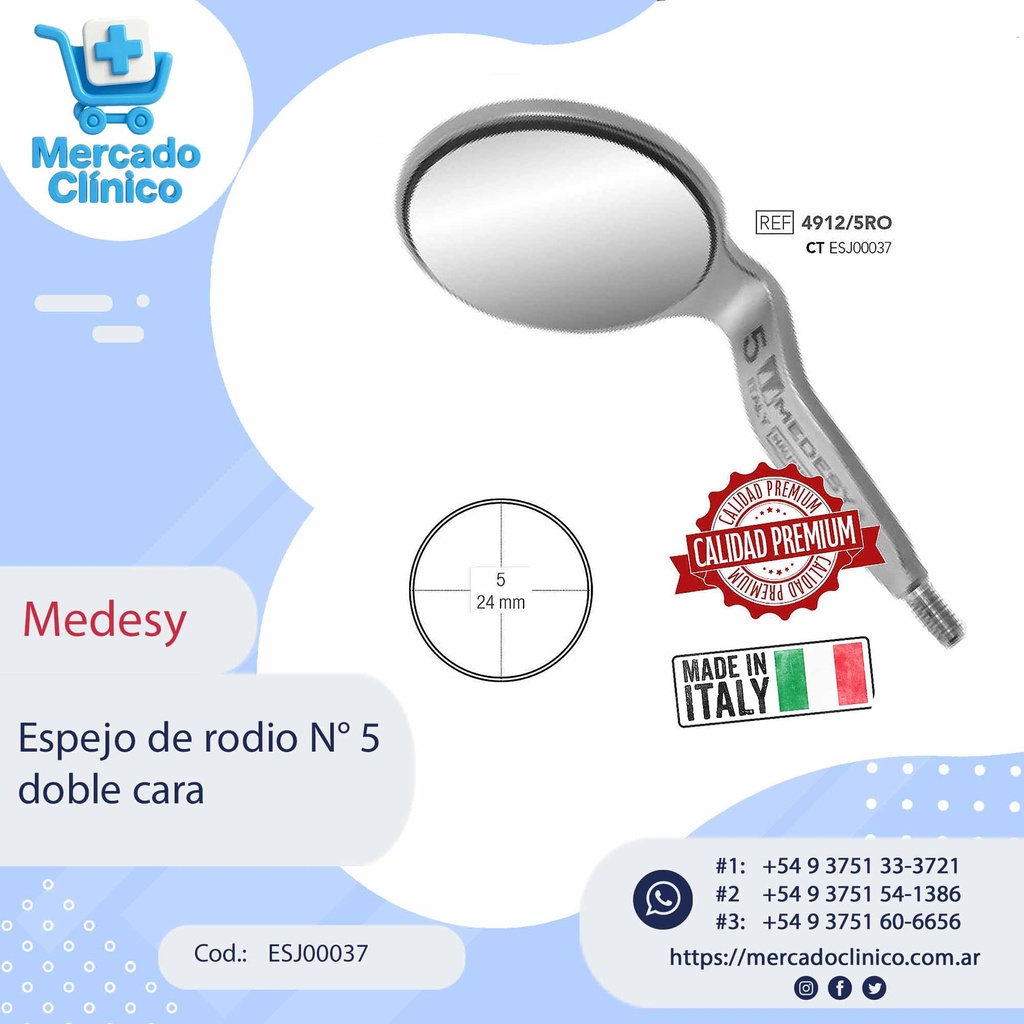 Espejo de rodioN° 5 doble cara - 12 unidades - Medesy