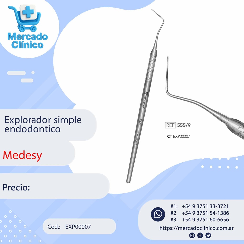Explorador simple  endodontico - Medesy