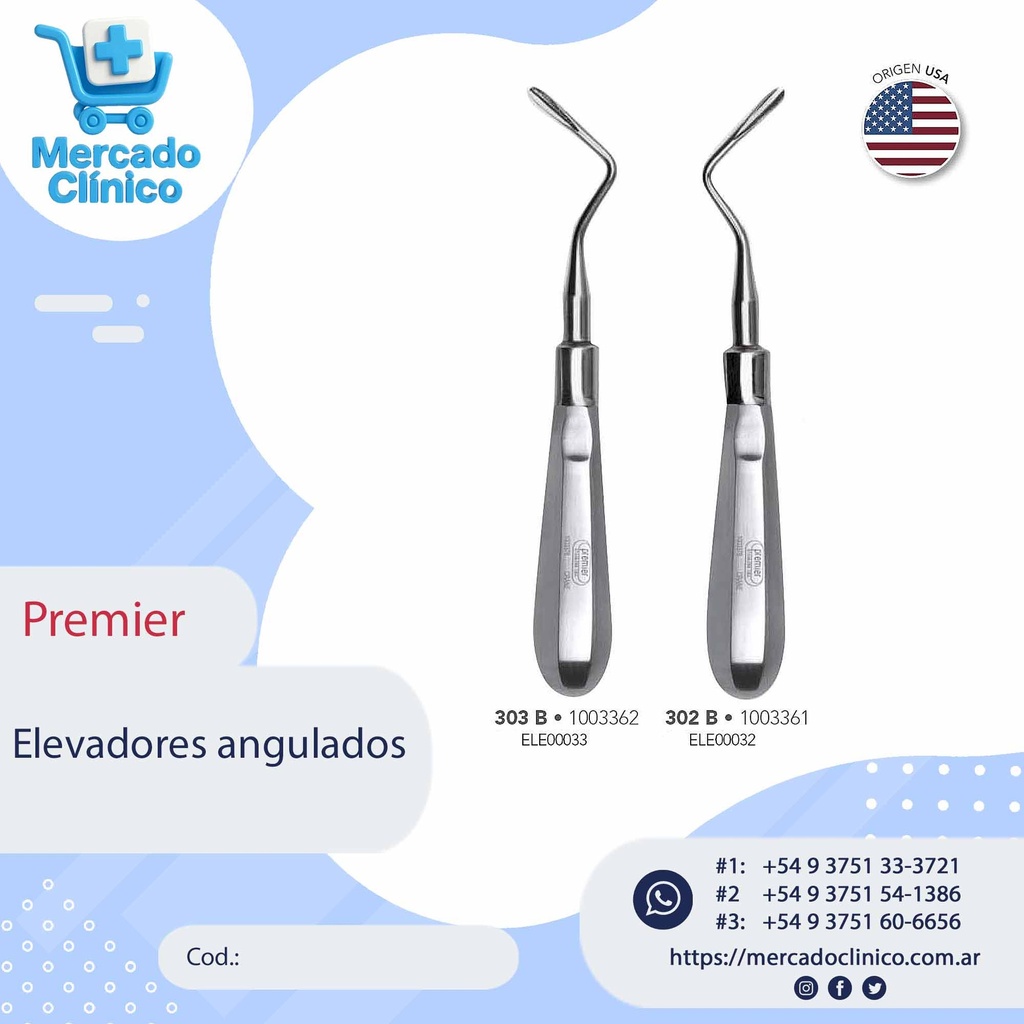 Elevadores de restos radiculares - Angulados - Premier