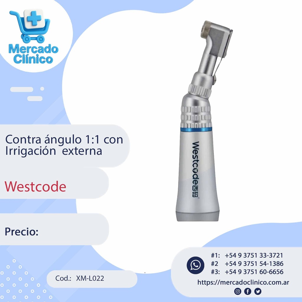Contra ángulo 1:1 con Irrigación  externa - Westcode