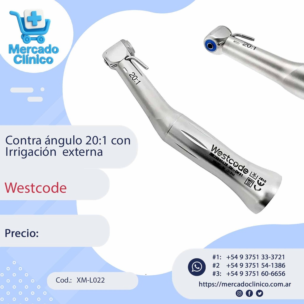 Contra ángulo 20:1 con Irrigación  externa - Westcode