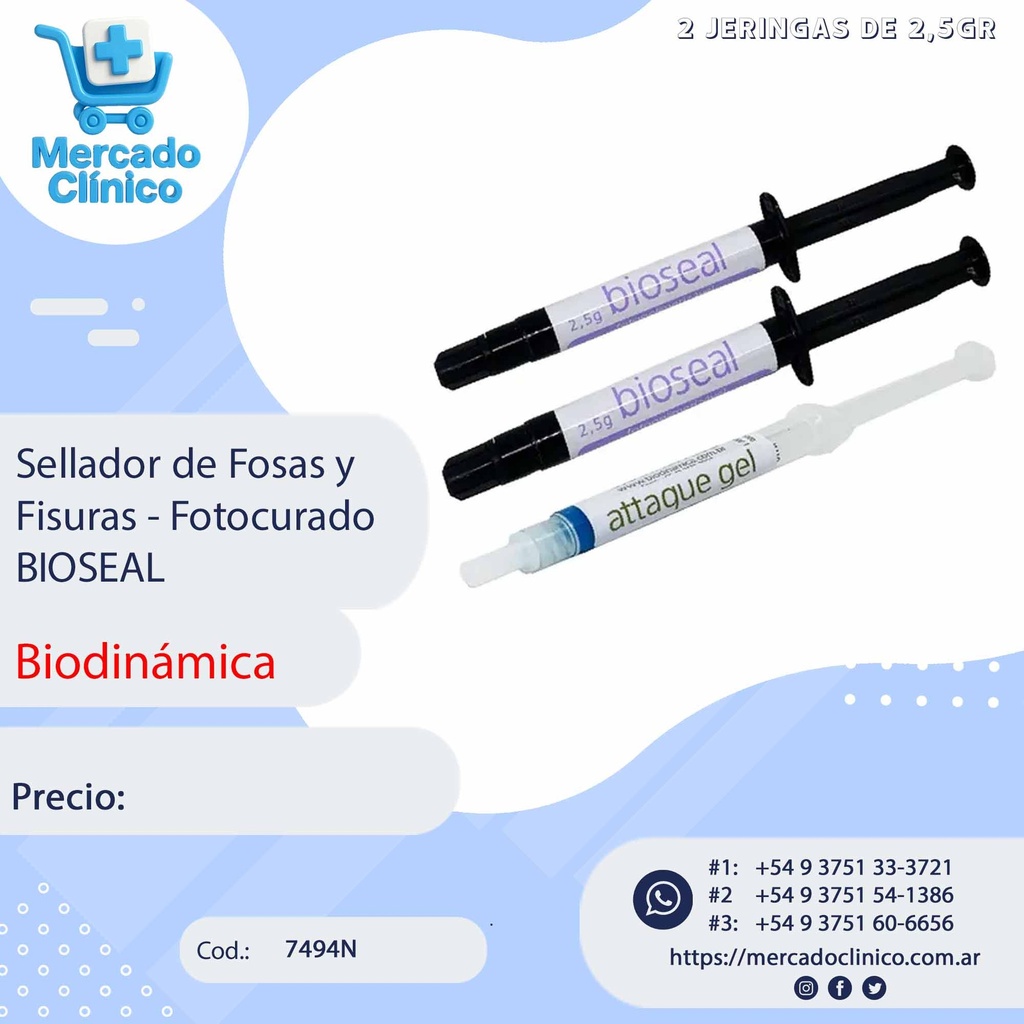 Sellador de Fosas y  Fisuras - Fotocurado BIOSEAL - Biodinamica