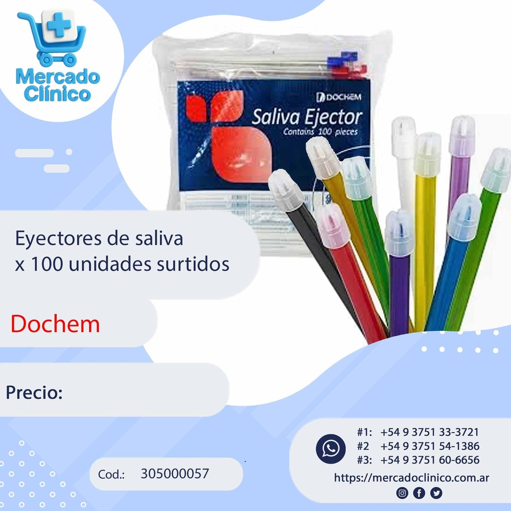 Eyectores de saliva  x 100 unidades surtidos - Dochem