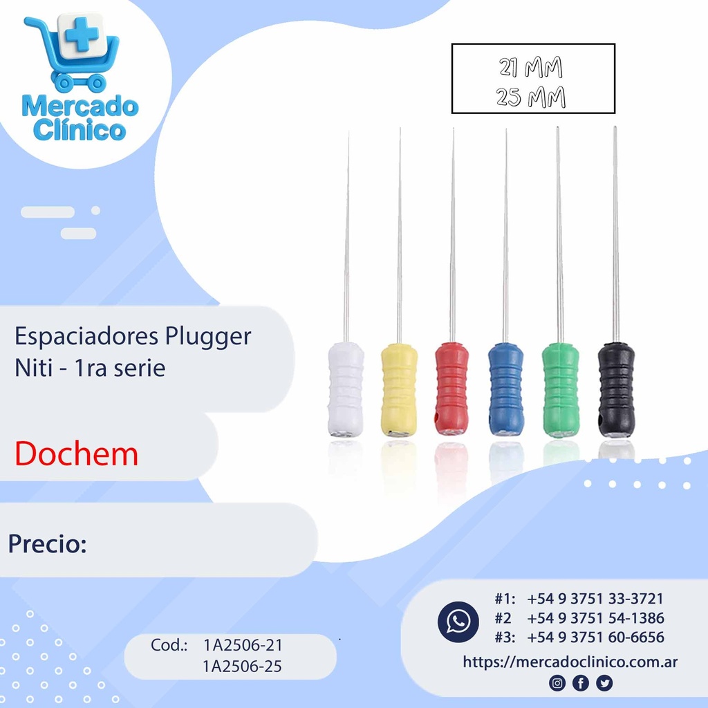 Espaciadores / Compactadores Pluggers 15/40 - 21 y 25 mm - Dochem