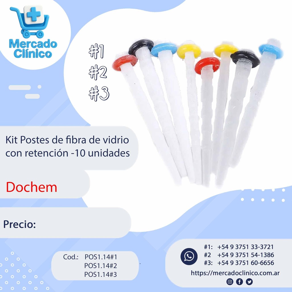 Postes de fibra de vidrio con retención x 10 unidades - #1 #2  y #3 - Dochem