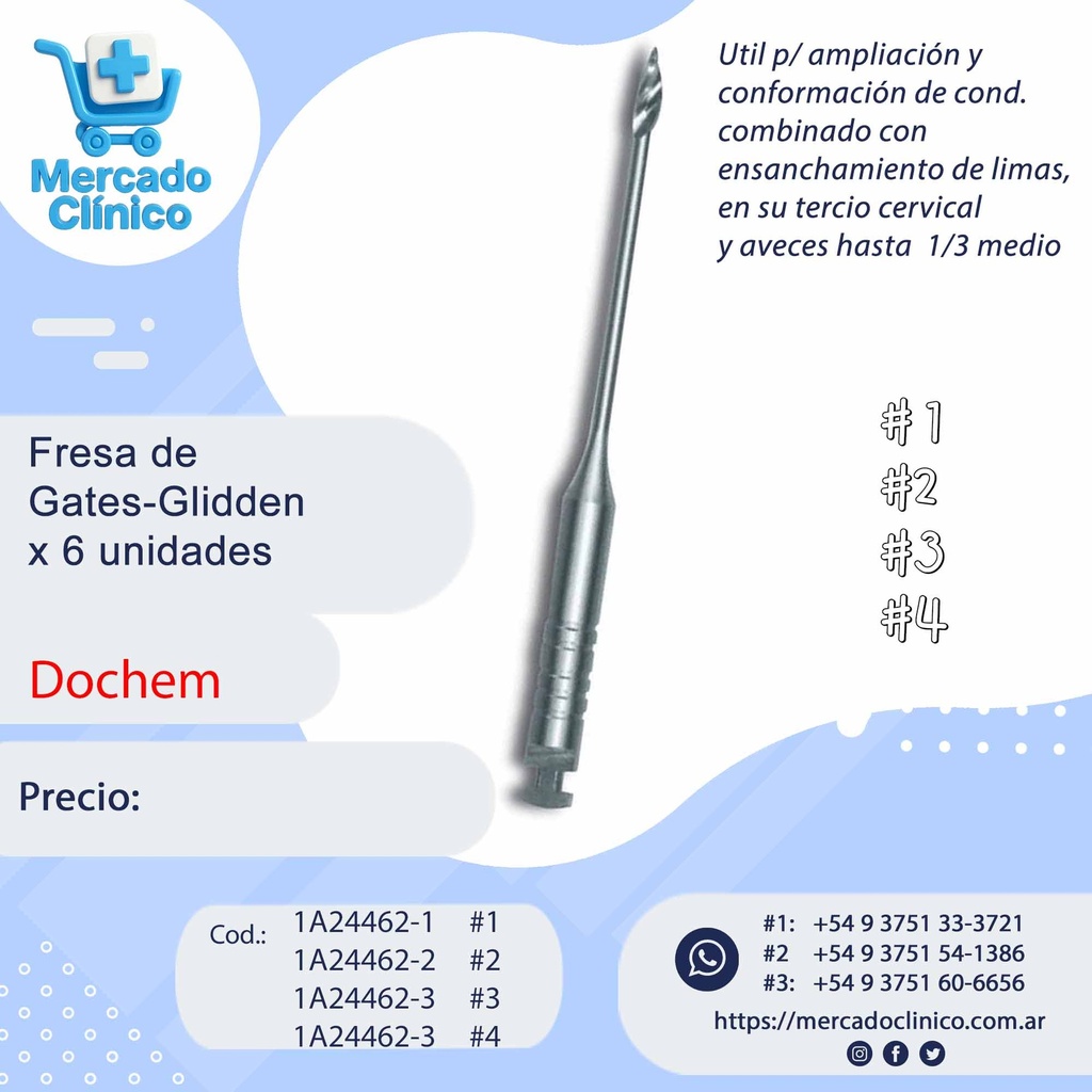 Fresa / ensanchadores de Gates Glidden - x 6 unidades - Dochem