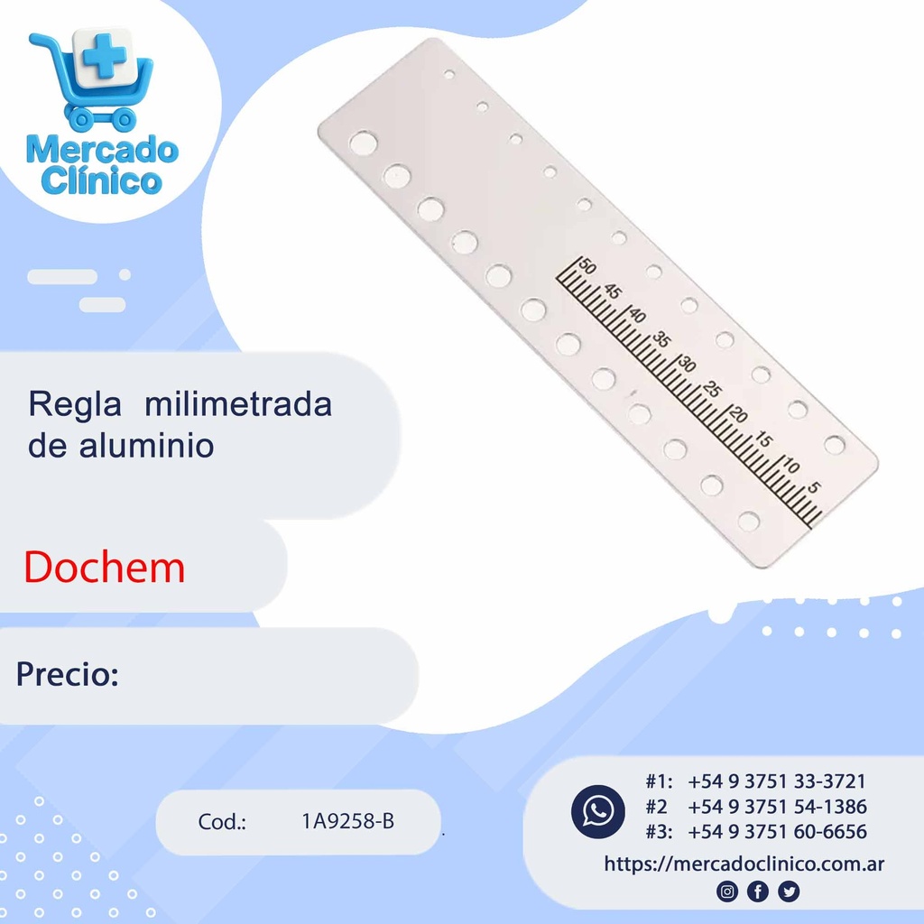 Regla milimetrada de aluminio - Dochem