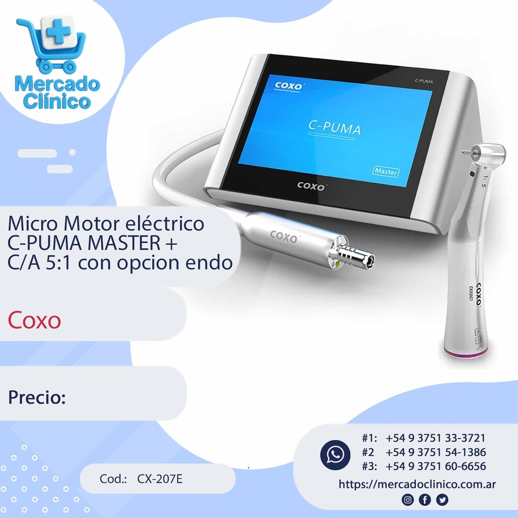 Micro Motor eléctrico C-PUMA MASTER + C/A 1:5 con opcion endo- Coxo 