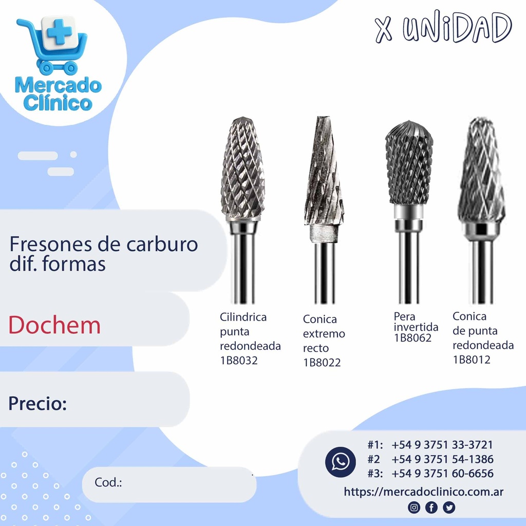 Fresones de carburo dif. formas - Dochem