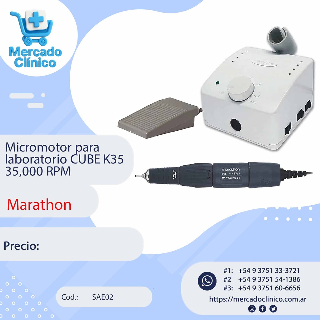 Micromotor para  laboratorio CUBE K35 35,000 RPM - Marathon