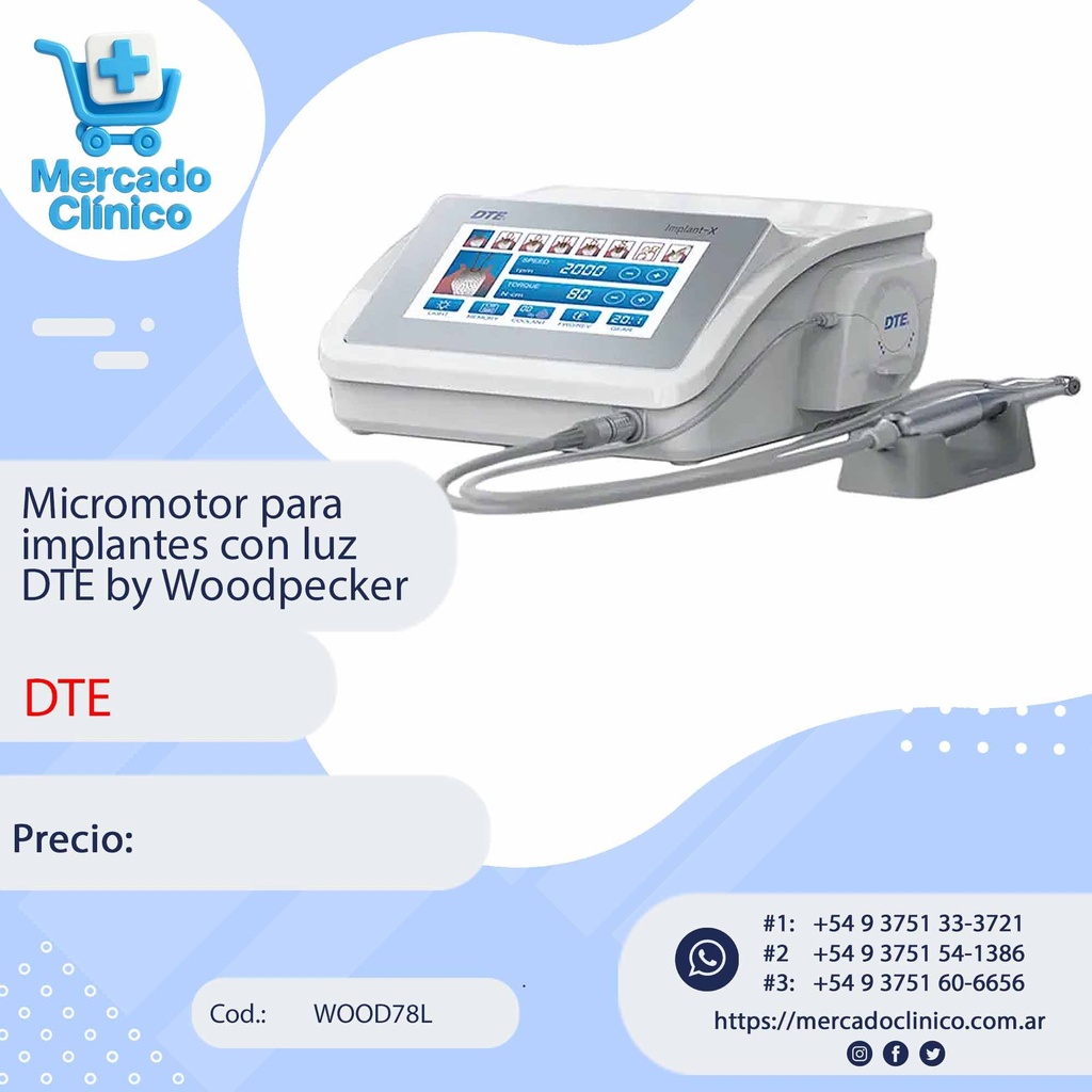 Fisiodispenser Micromotor para  implantes con luz  DTE by Woodpecker - DTE