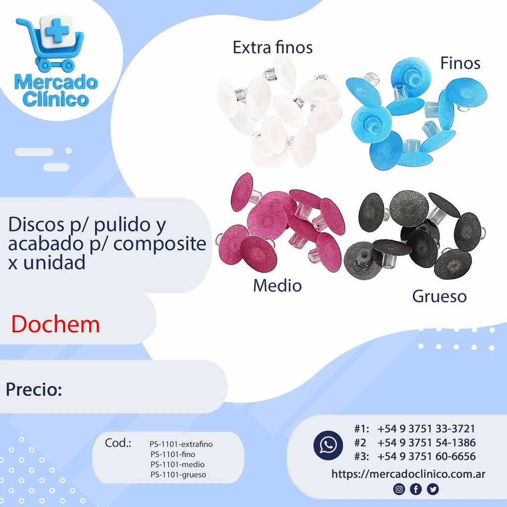 Discos p/ pulido y  acabado p/ composite x unidad - Dochem