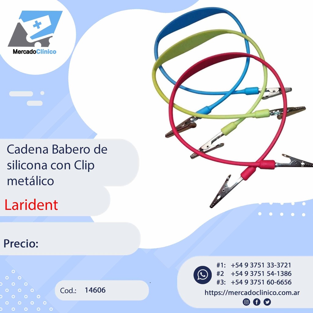 Cadena Babero de  silicona con Clip  metálico - Marain