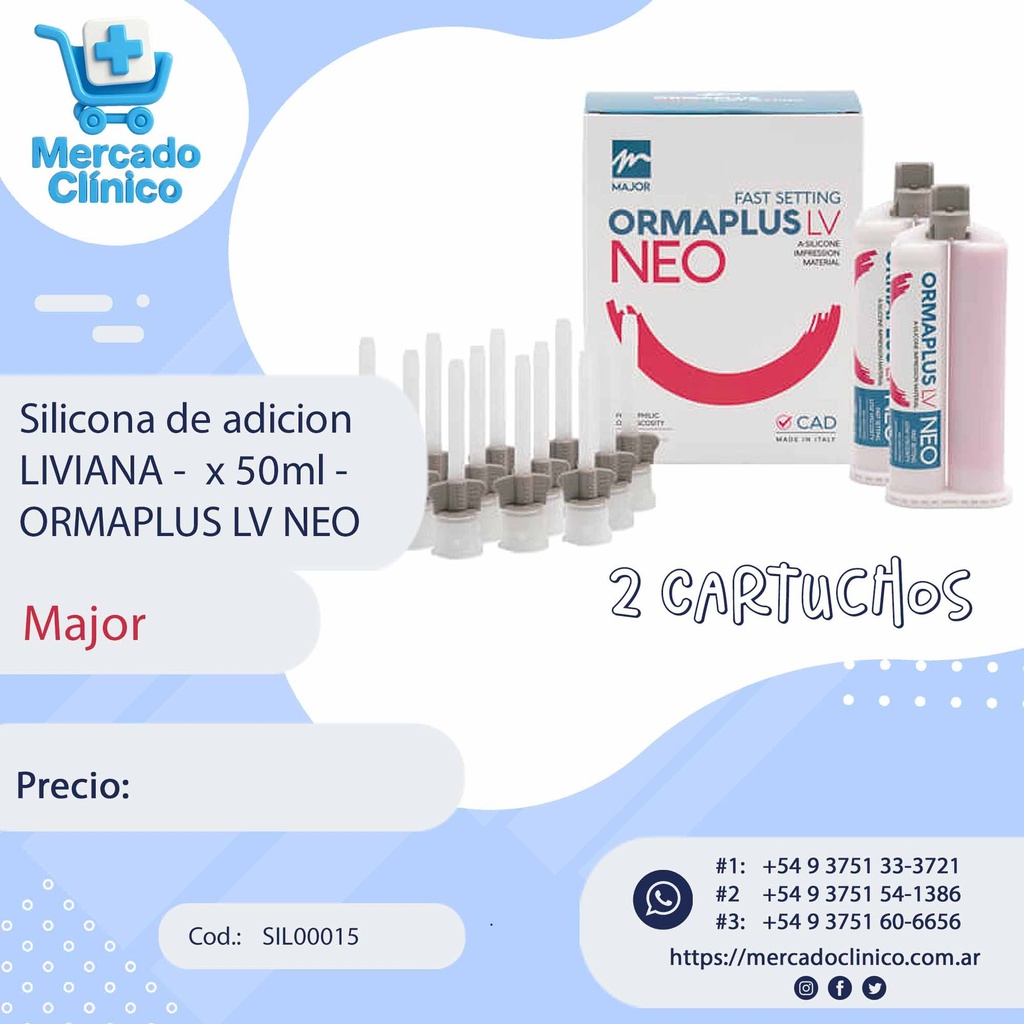 Silicona de adicion LIVIANA - ORMAPLUS LV NEO x 2 unidades - Major