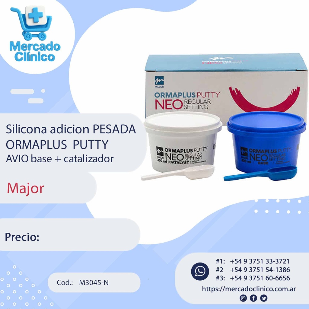 Silicona adicion PESADA - ORMAPLUS  PUTTY M3045-N - AVIO base + catalizador - Major