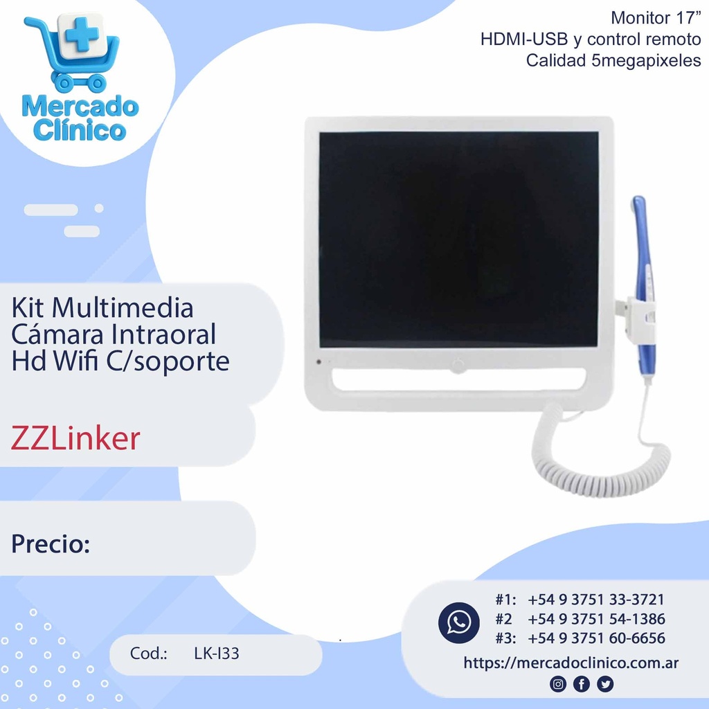 Kit Multimedia  Cámara Intraoral  Hd Wifi C/soporte - ZZLinker