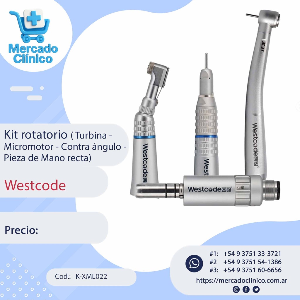 Kit Rotatorio (Turbina - Micromotor - Contra ángulo - Pieza de mano recta) - Westcode