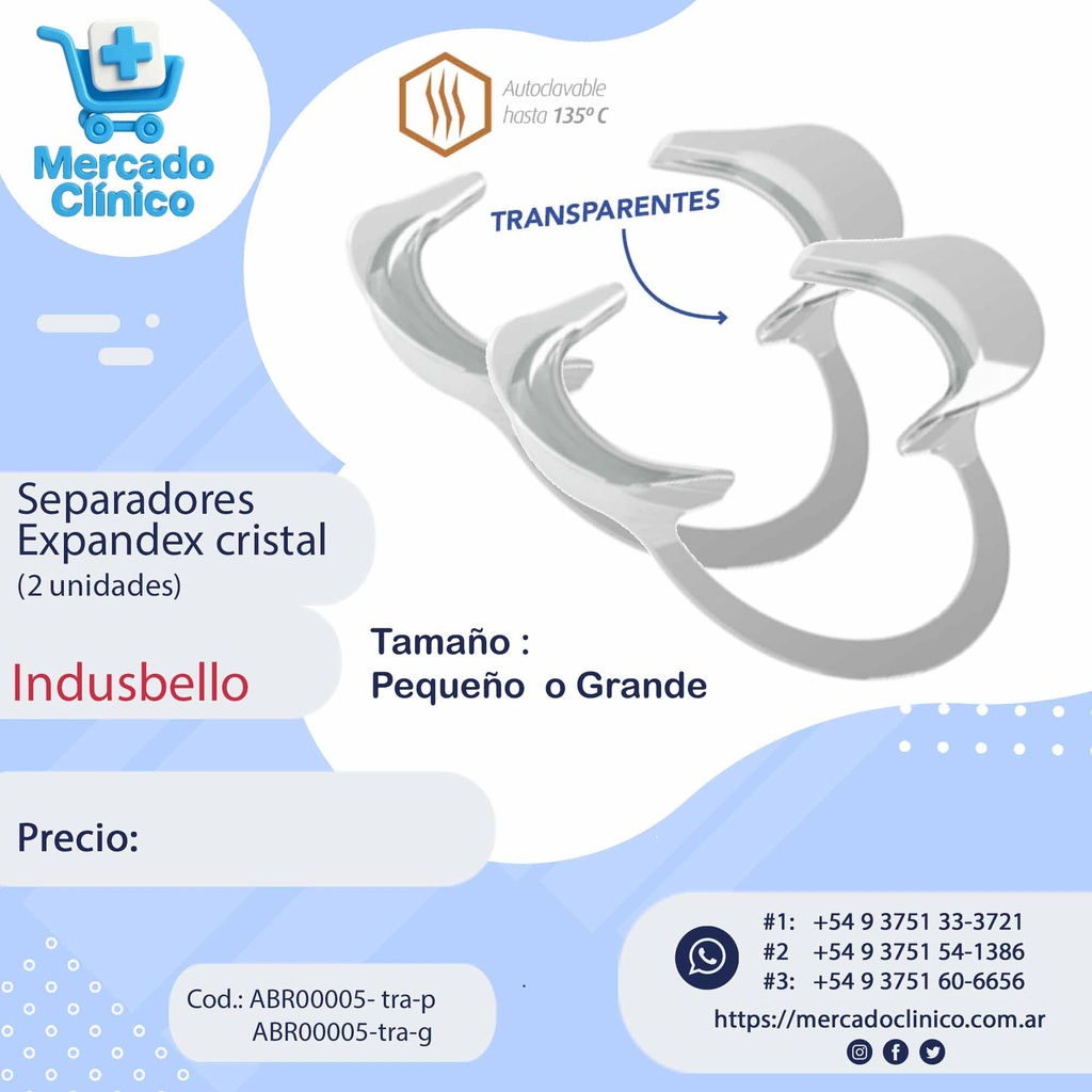 Separadores / Expandex labial FRONTAL - Cristal - x2 unidades - Indusbello
