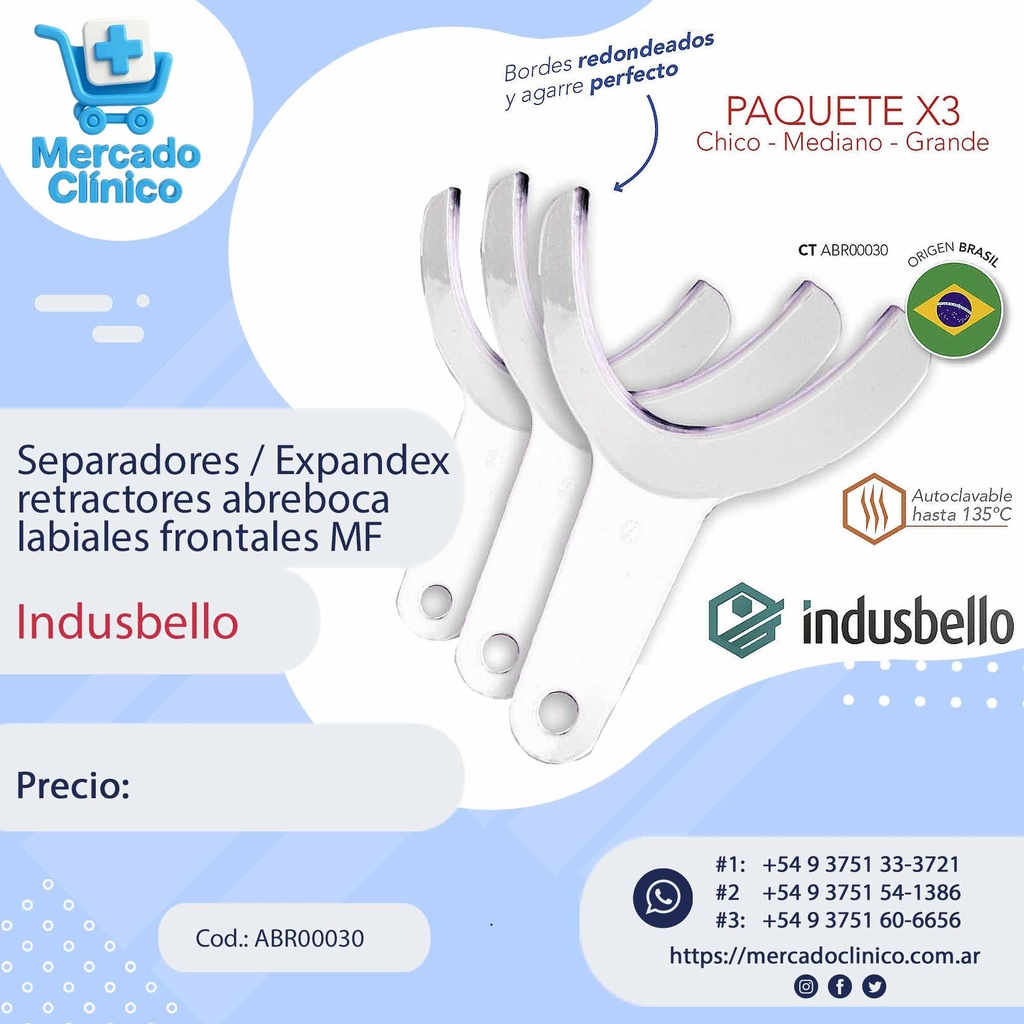 Separadores / Expandex retractores abreboca  labiales frontales MF - Indusbello