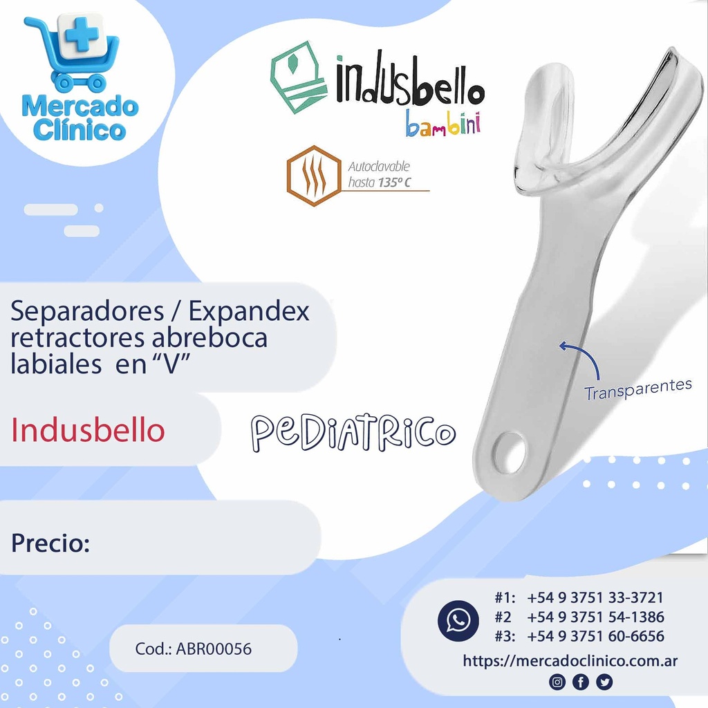 Separadores / Expandex retractores abreboca  labiales V - Pediátrico - Indusbello