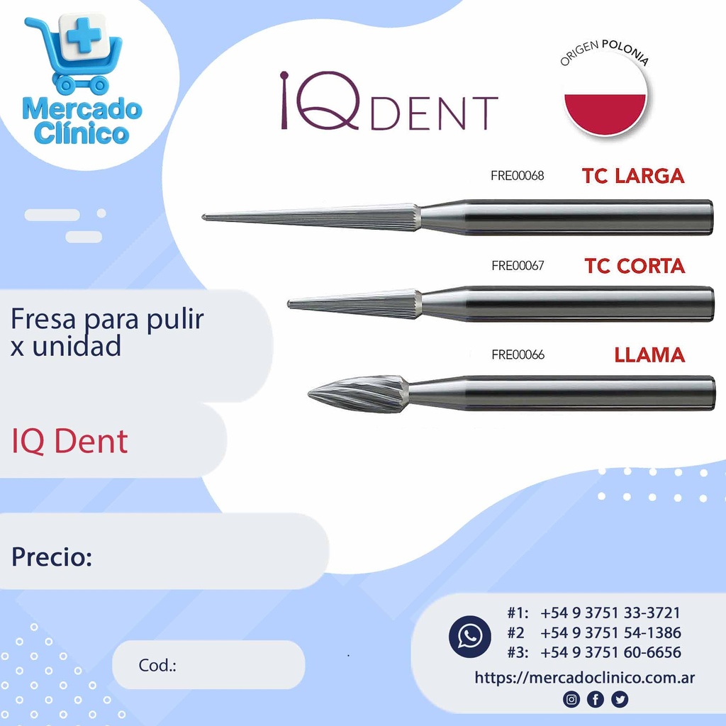 Fresa para pulir x unidad - IQ Dent