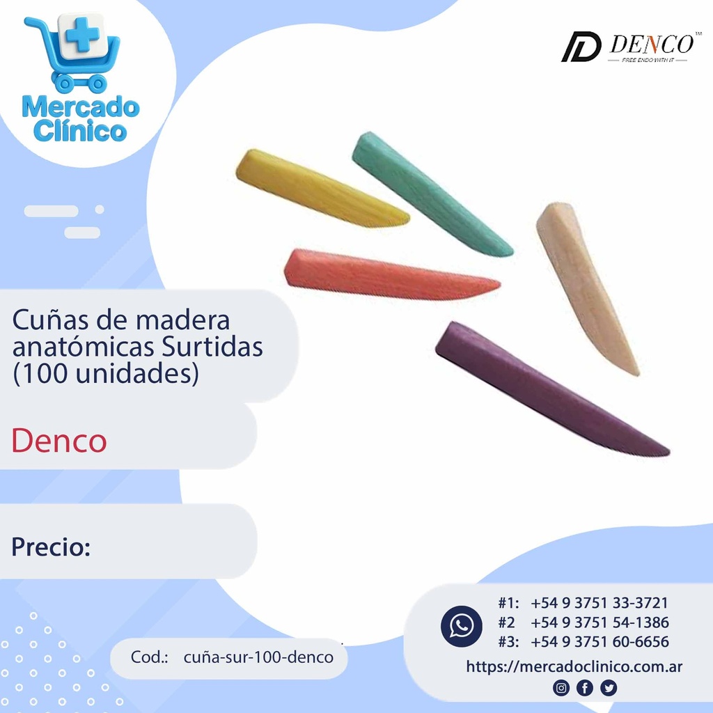 Cuñas de madera anatómicas Surtidas (100 unidades) - DENCO