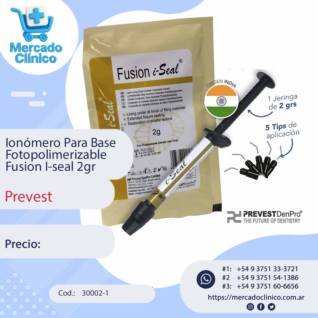 Ionómero Para Base Fotopolimerizable Fusion I-seal 2gr - Prevest