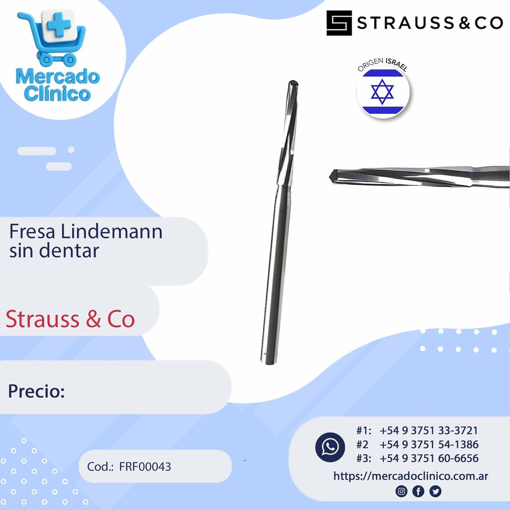 Fresa Lindemann sin dentar - Strauss & Co