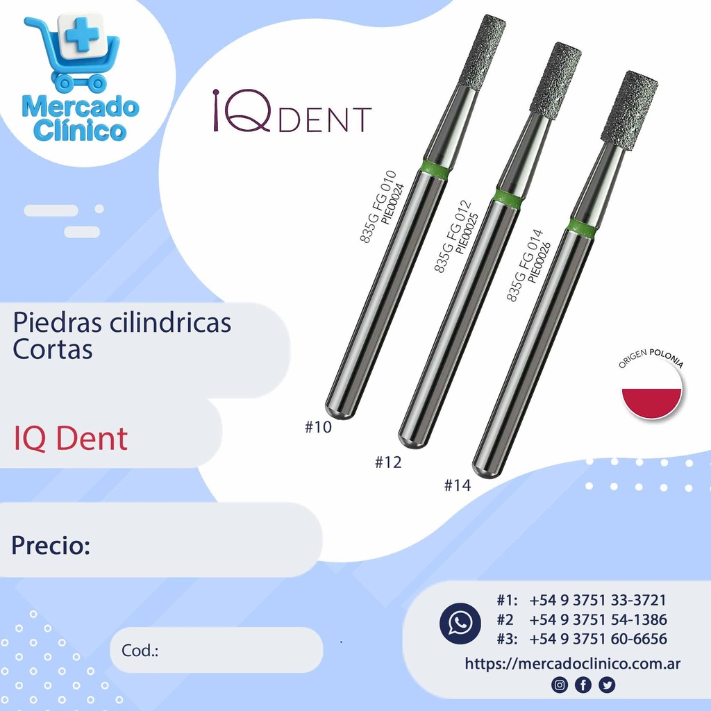Piedras cilíndricas cortas - Iq Dent