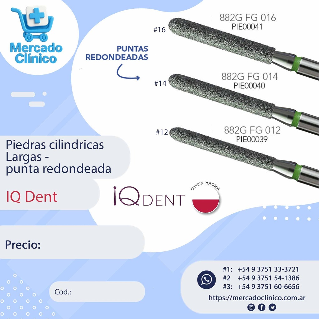 Piedras cilíndricas largas - Iq Dent