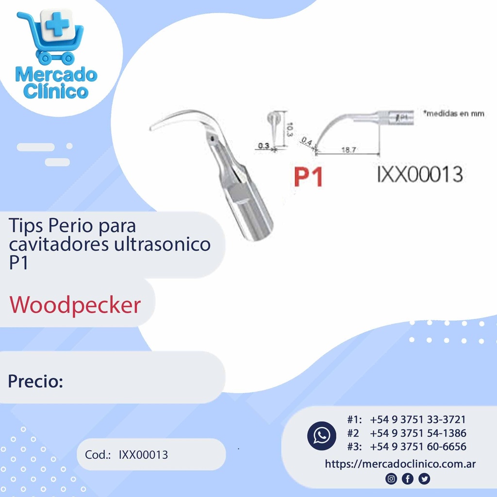 Puntas Tips  P1 - Para cavitador Ultrasonico - Woodpecker