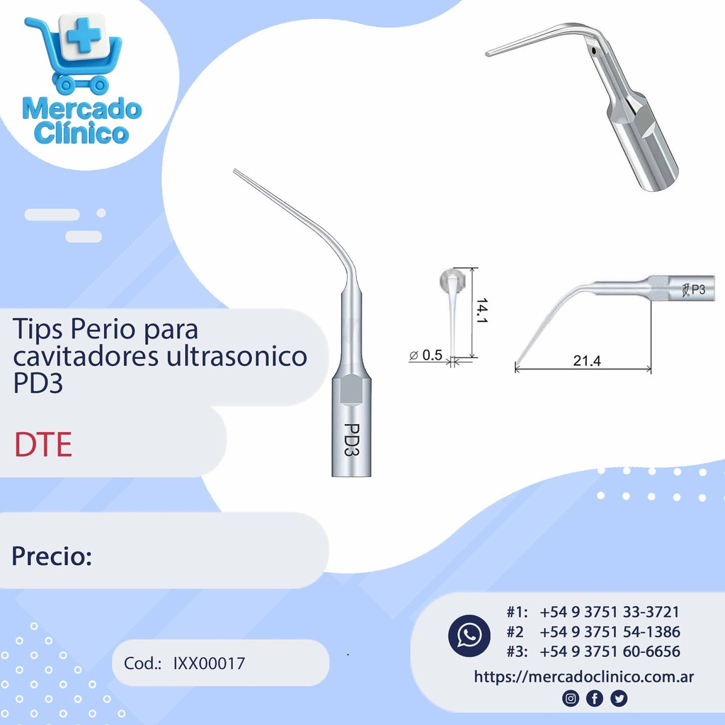 Puntas Tips  PD3 - Para cavitador Ultrasonico - DTE