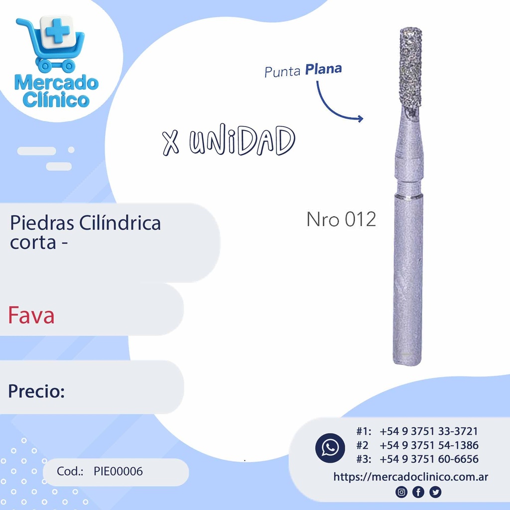 Piedras Cilíndrica corta - punta  recta - Fava