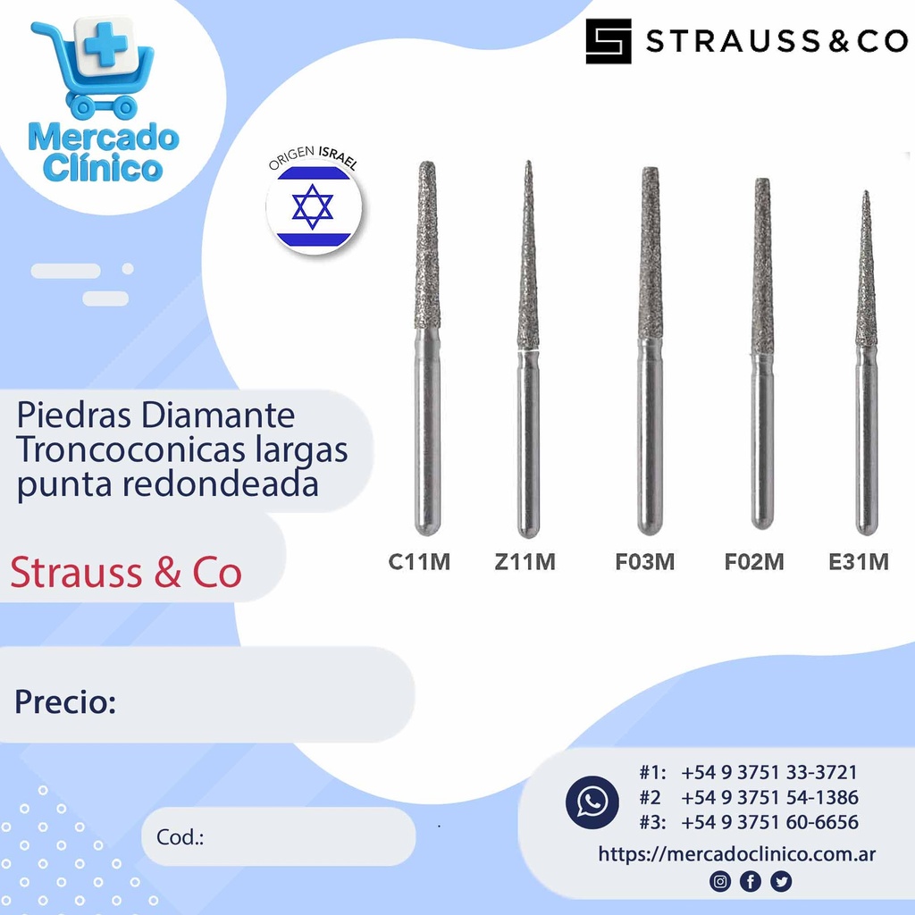 Piedras Diamante Troncoconicas largas punta redondeada - Strauss & Co
