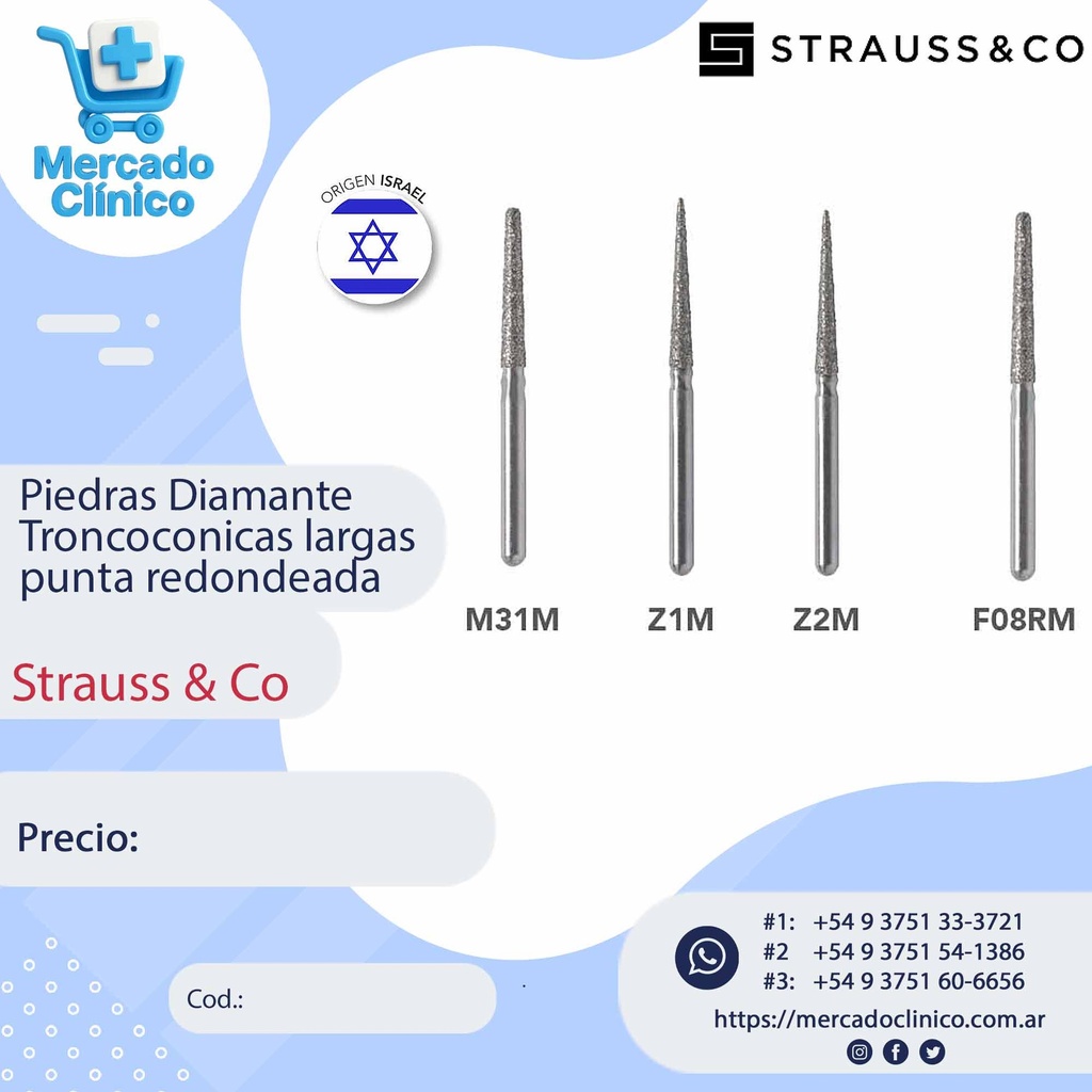 Piedras Diamante Troncoconicas largas punta redondeada - Strauss & Co