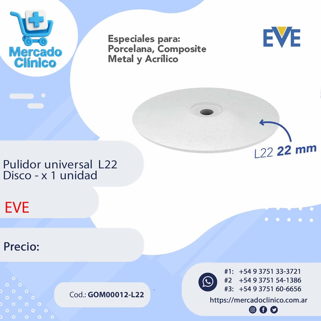 Pulidor universal  L22 Disco - x 1 unidad - EVE