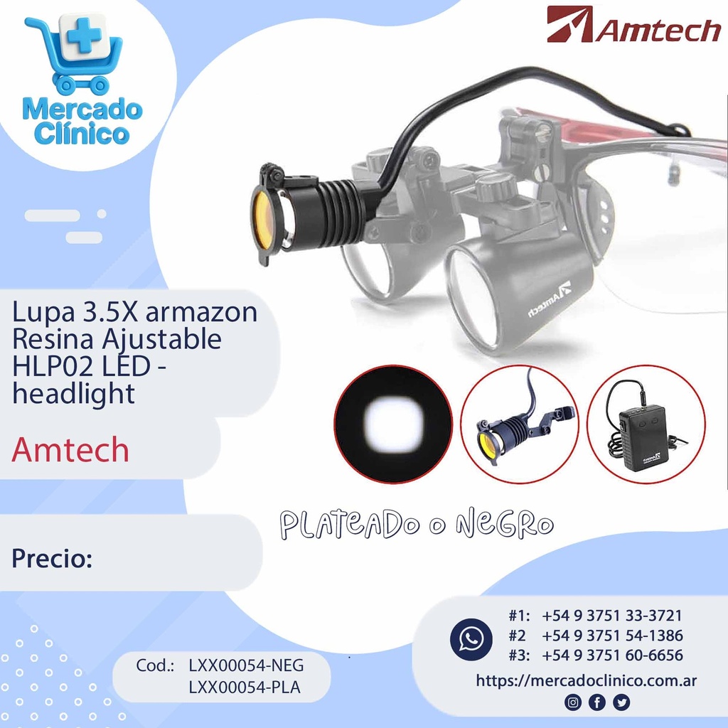 Lupa 3.5X armazon Resina Ajustable - Amtech