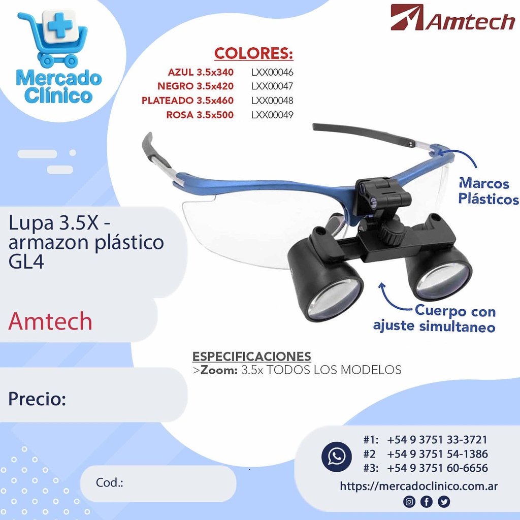 Lupa 3.5X armazon plástico - GL4 - Amtech