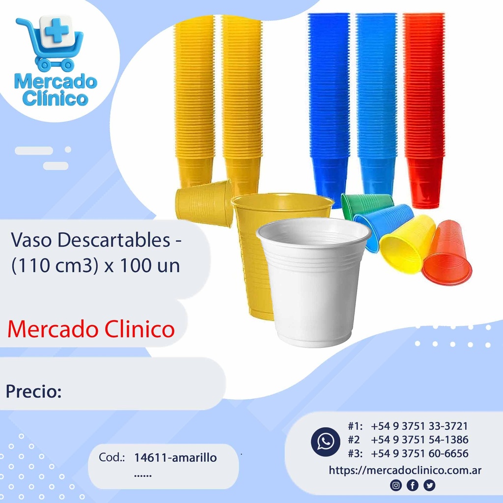 Vasos  Descartables 110cc X 100 Unidades
