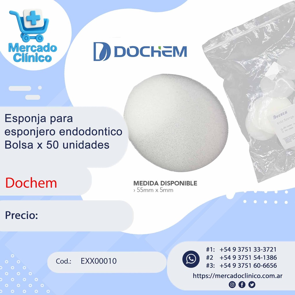 Esponja para esponjero endodontico x 50 unidades - Dochem