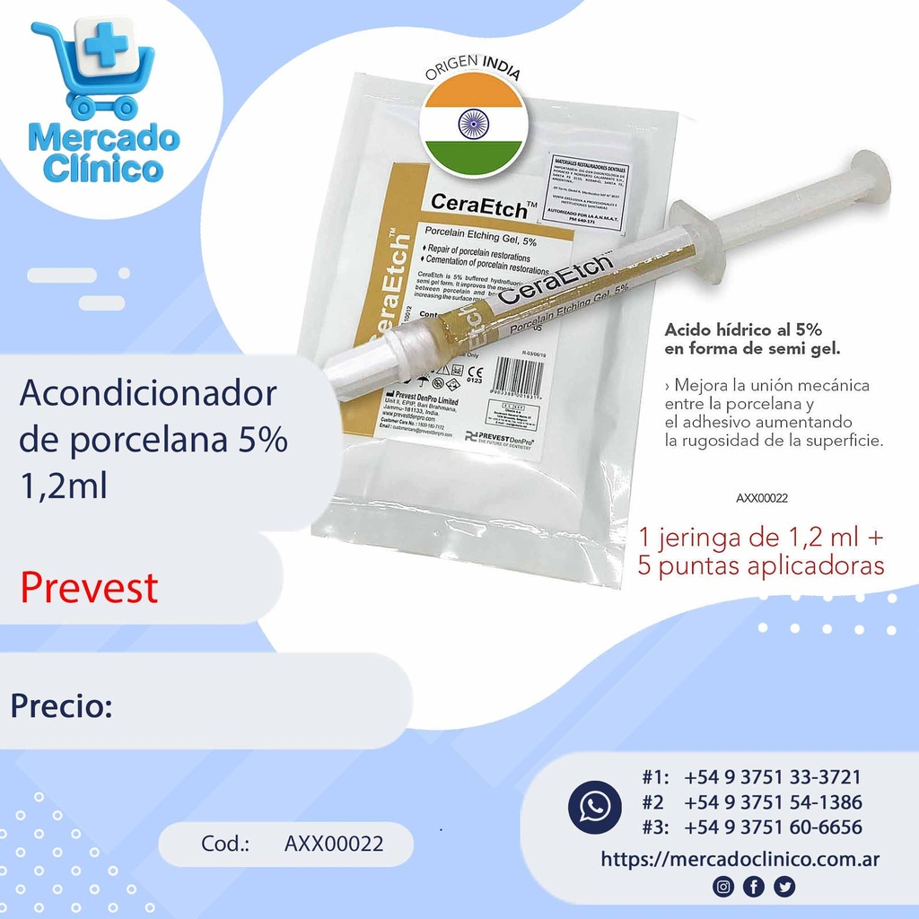 Acondicionador de porcelana 5%  1,2ml - Prevest