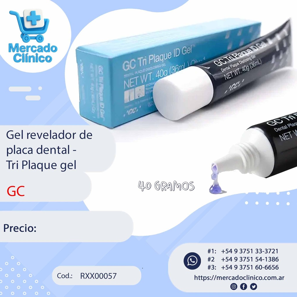 Gel revelador de placa dental - Tri Plaque gel - 40 gramos - GC