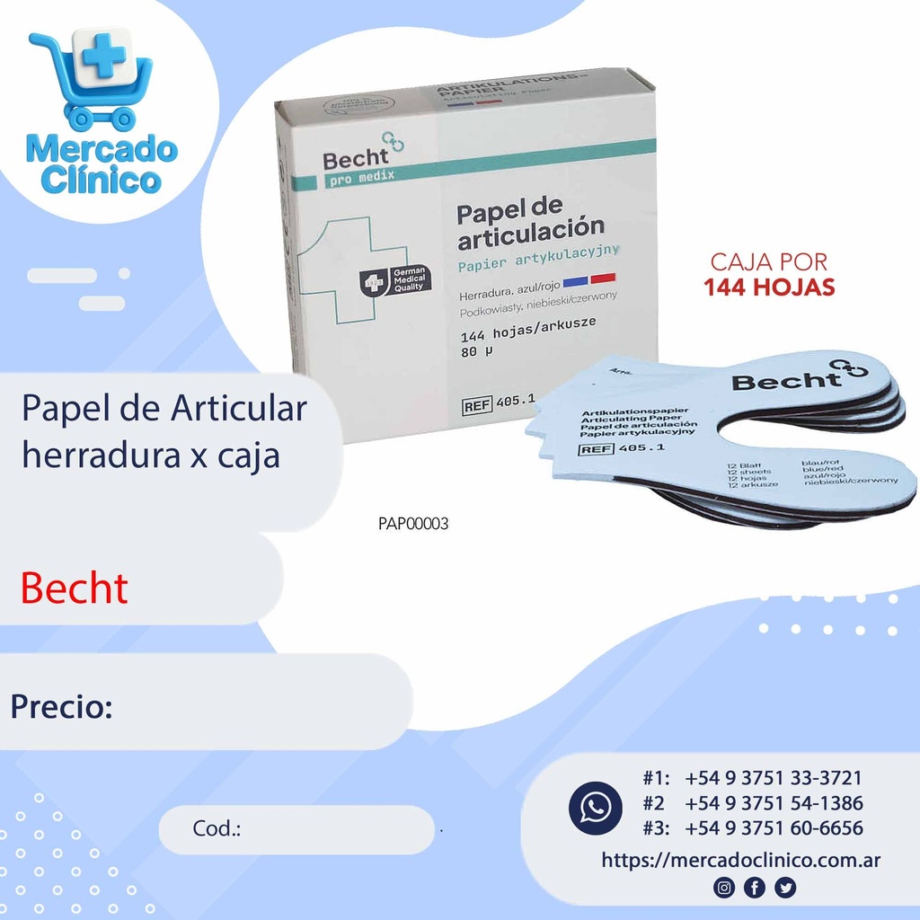 Papel Articular herradura x caja - Becht