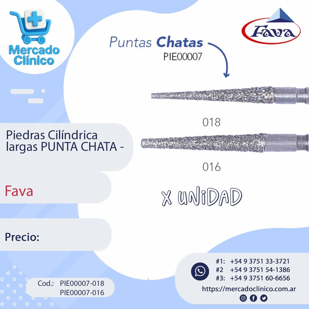 Piedras Diamantada Cilíndrica - punta Chata- Fava
