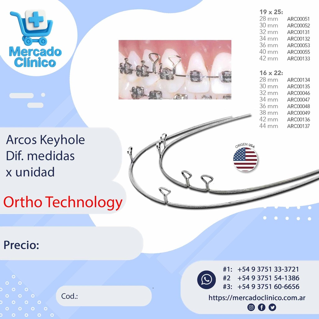 Arcos Keyhole Dif. medidas  x unidad - 16x25 - x Unidad - Orto Technology
