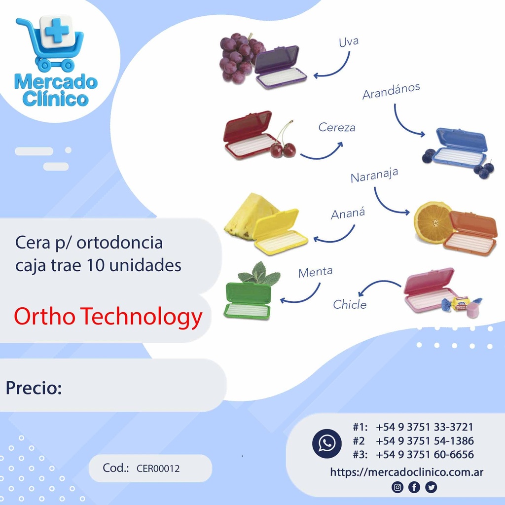 Cera p/ ortodoncia caja trae 10 unidades - Ortho Technology