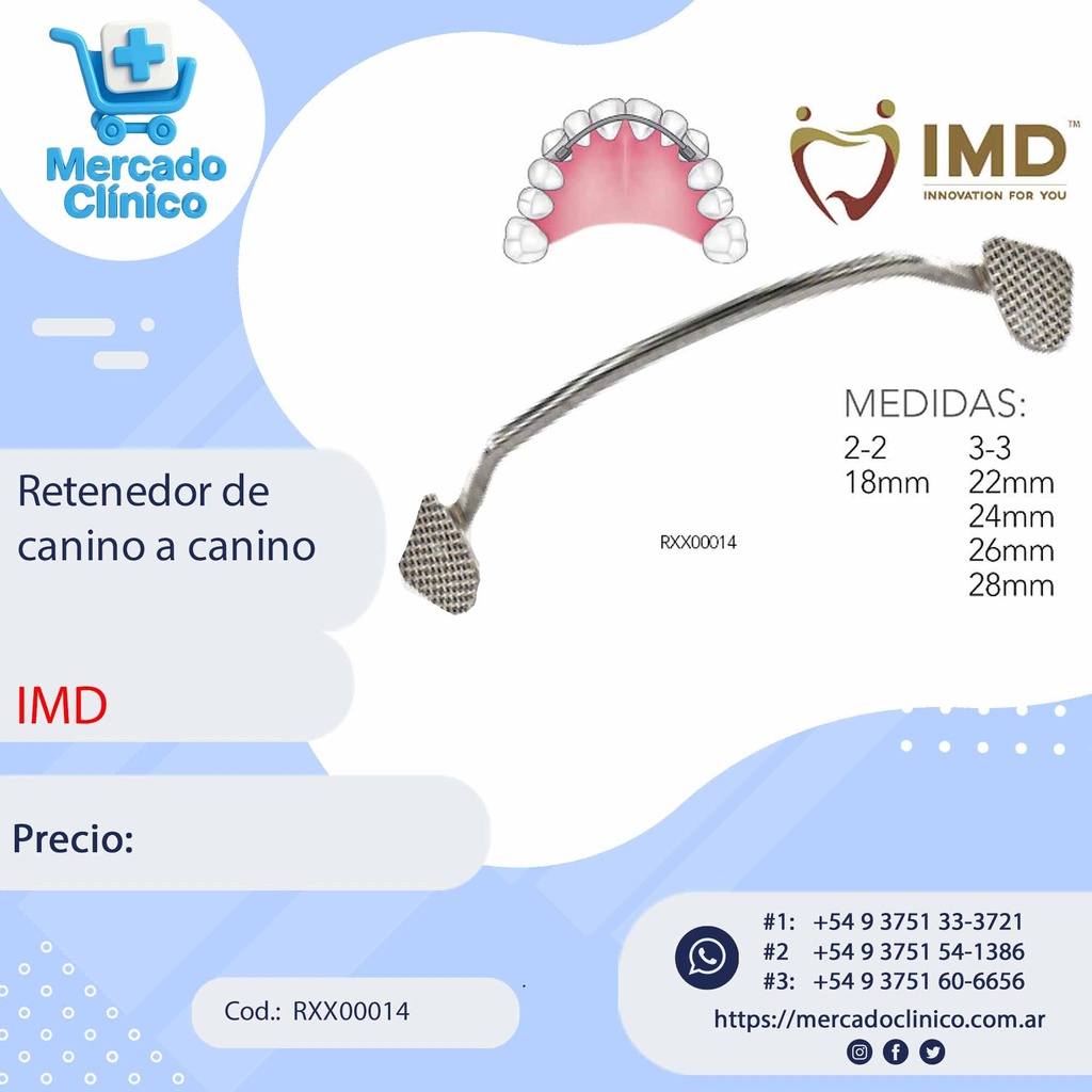 Retenedor de  canino a canino - 2-2 (18mm) - IMD