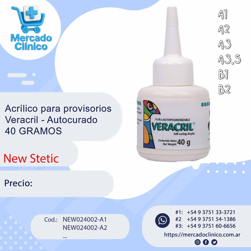Acrílico para provisorios  -Veracril- Autocurado