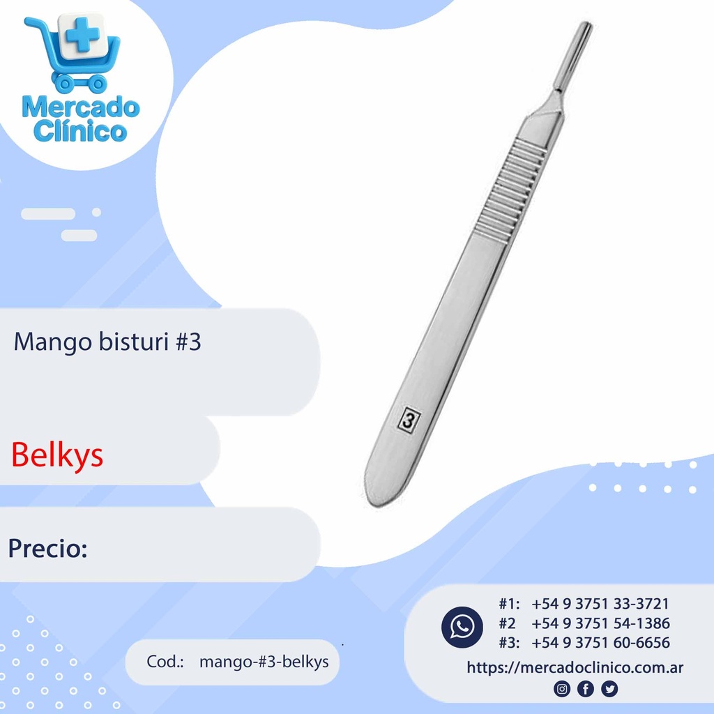 Mango de bisturí #3 recto - Belkys